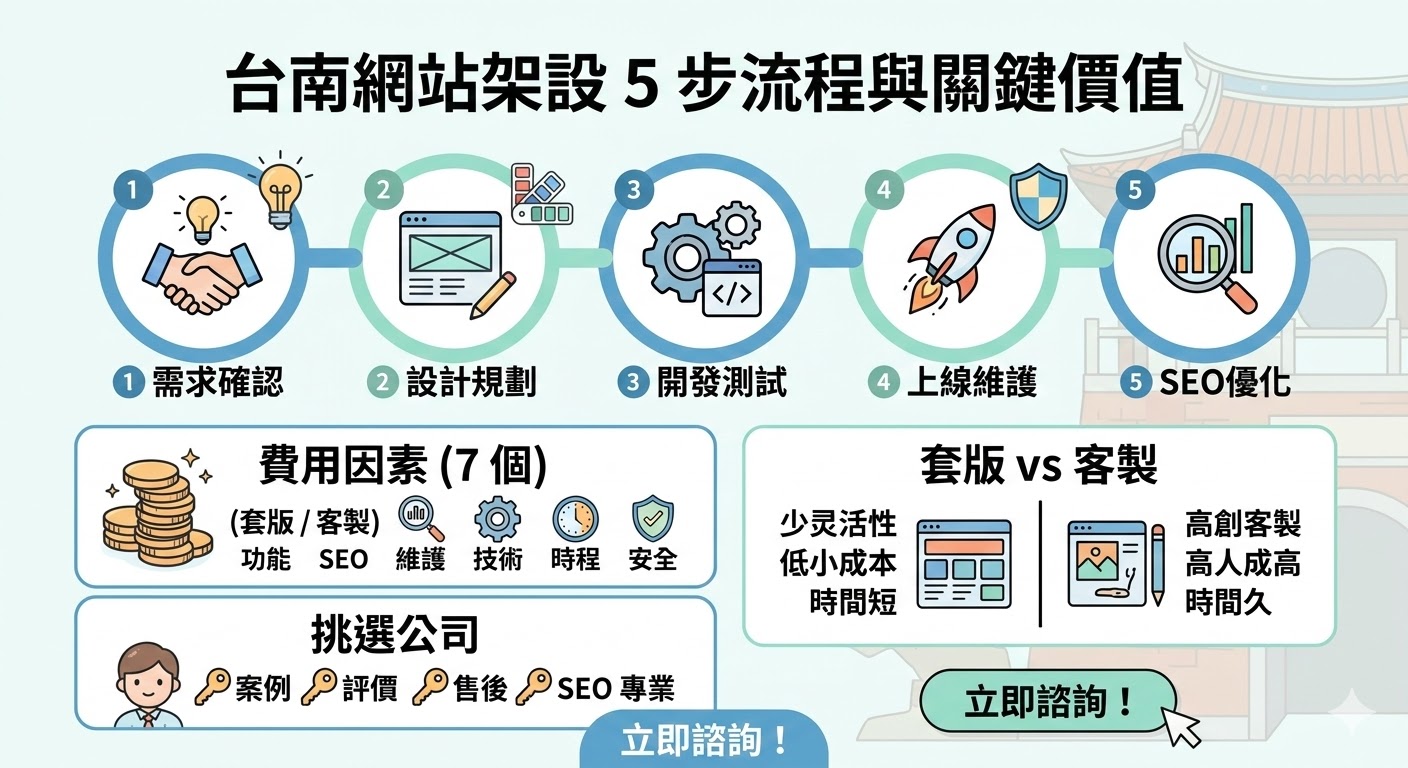 台南網站架設 完整指南:流程、費用與選擇建議